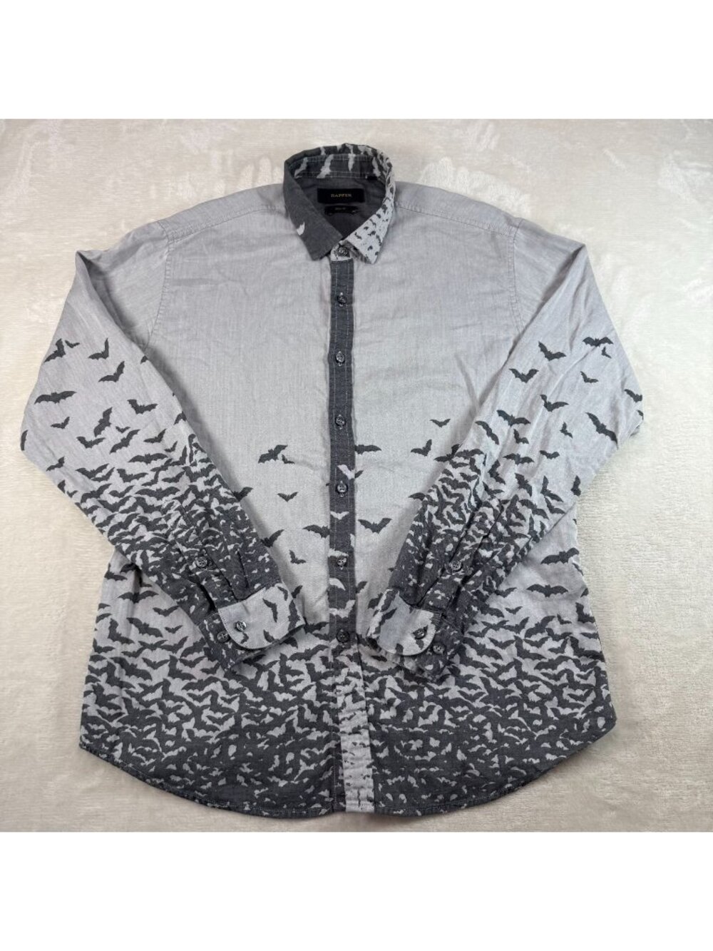 Dapper Mens 2 Long Sleeve Slim Fit Ombre Bat Button Down Shirt Black Gray Lightw